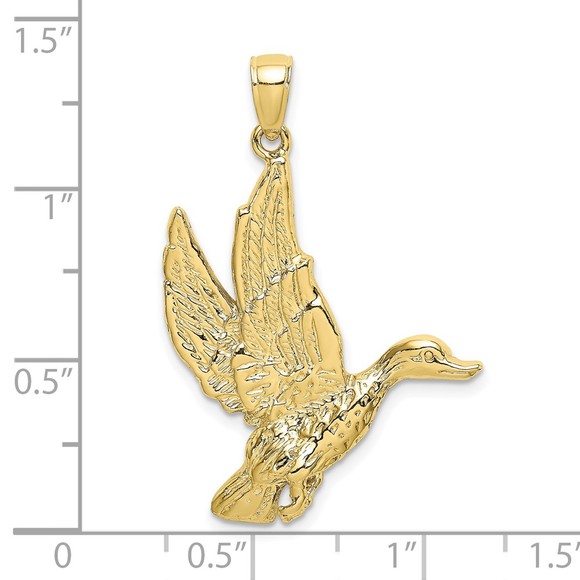 10k Yellow Gold Mini Animal Bird Flying Mallard Duck Necklace Charm Pendant - Picture 3 of 4